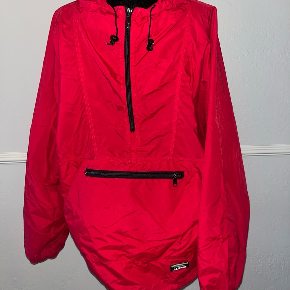 LL BEAN vintage Red Windbreaker Anorak Jacket